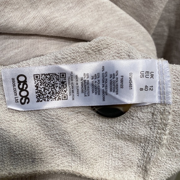 ASOS Size 8 Batwing Sweatshirt with Buttons in Oatmeal Marl - Picture 7 of 7